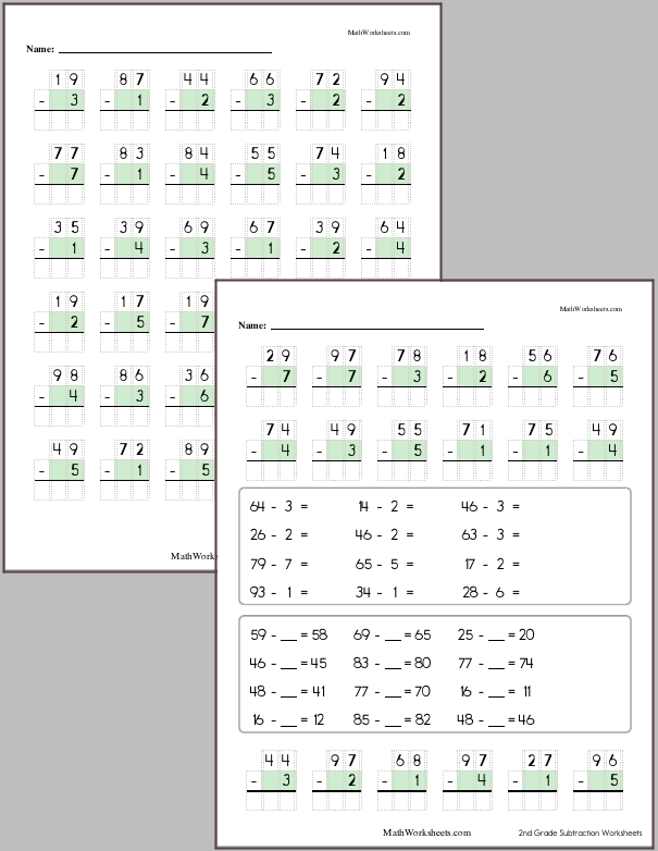 Subtraction Worksheets For 2nd Graders Free With No Login MathWorksheets